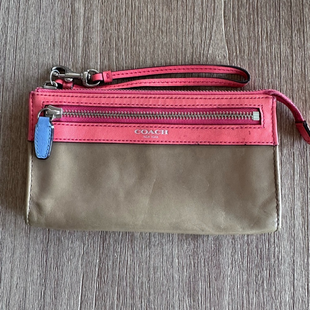 Coach Leather Legacy Colorblock Wristlette Wallet 2-in-1 Clutch Pocketbook